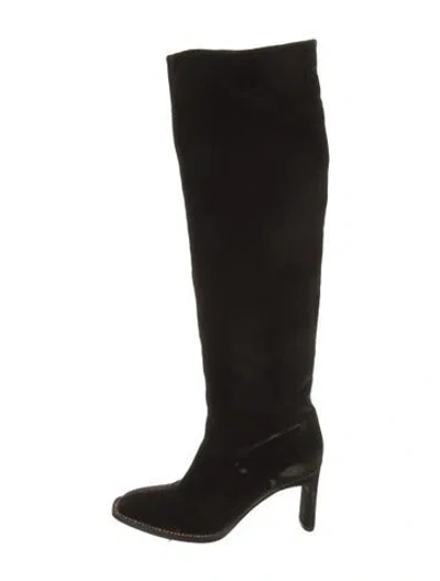 Pre-owned Tamara Mellon Velvet Crystal Embellishments Boots In Black