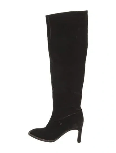Pre-owned Tamara Mellon Velvet Crystal Embellishments Boots In Black