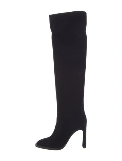 Pre-owned Tamara Mellon Velvet Crystal Embellishments Boots W/ Tags In Blue