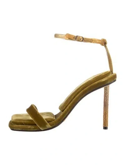 Pre-owned Tamara Mellon Velvet Crystal Embellishments Sandals In Multi