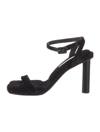 Pre-owned Tamara Mellon Velvet Glitter Accents Sandals In Black
