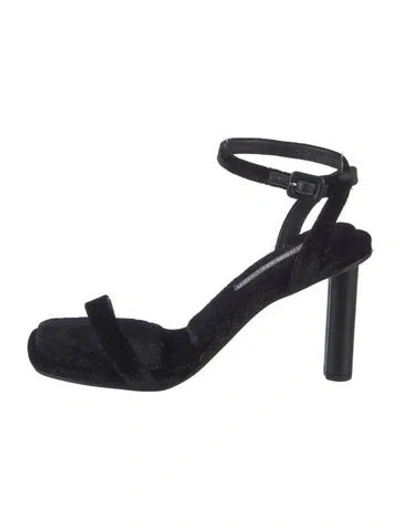 Pre-owned Tamara Mellon Velvet Glitter Accents Sandals In Black
