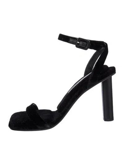 Pre-owned Tamara Mellon Velvet Glitter Accents Sandals In Black