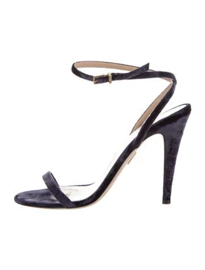 Pre-owned Tamara Mellon Velvet Slingback Sandals In Blue