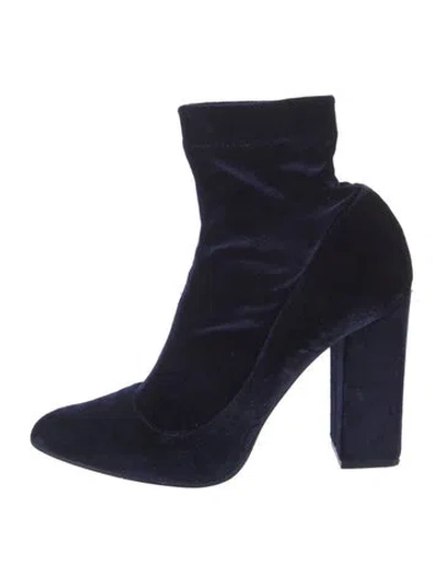 Pre-owned Tamara Mellon Velvet Sock Boots In Blue