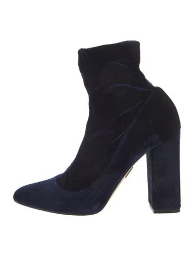 Pre-owned Tamara Mellon Velvet Sock Boots In Blue
