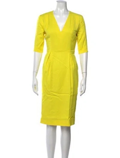 Pre-owned Tamara Mellon V-neck Knee-length Dress In Yellow
