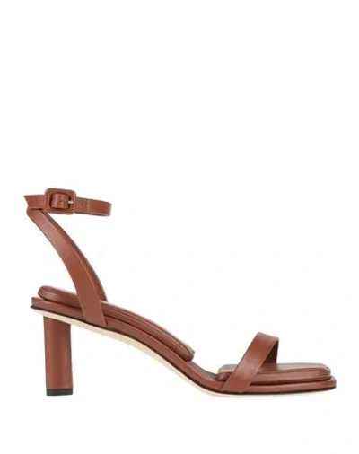 Tamara Mellon Woman Sandals Brown Size 8 Leather In Burgundy
