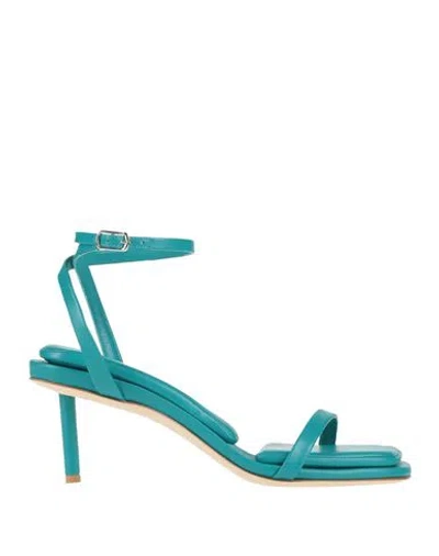 Tamara Mellon Woman Sandals Turquoise Size 8 Leather In Blue