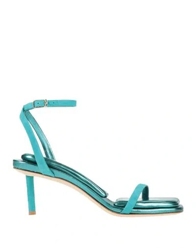 Tamara Mellon Woman Sandals Turquoise Size 8 Leather In Blue