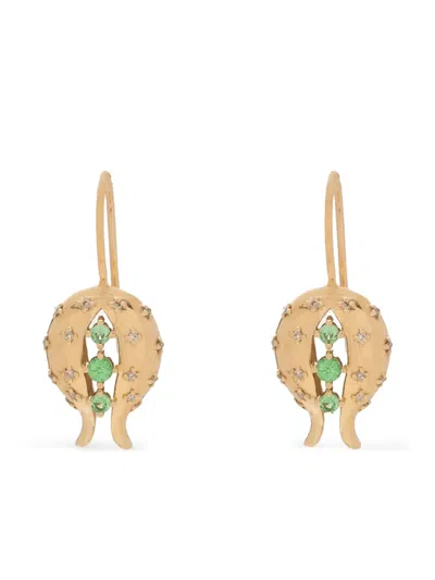 Tamara Taichman 14kt Yellow Gold Diamond And Tsavorite Earrings