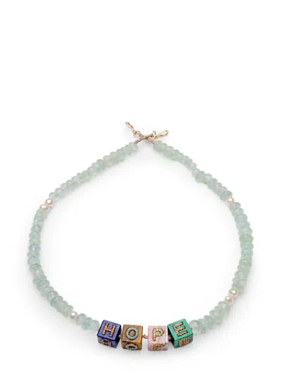 Tamara Taichman 9kt Yellow Gold Cubix Hope Multi-stone Necklace In Blue