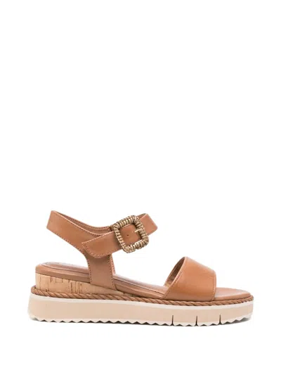 Tamaris Buckle-fastening Platform Sandals In Brown