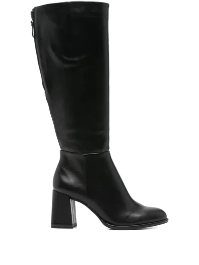 Tamaris Knee-high Leather Boots In Black