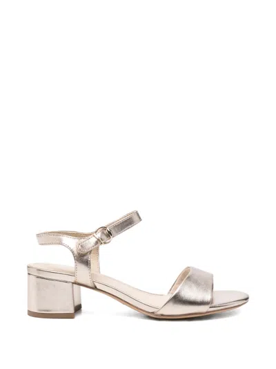 Tamaris Metallic-effect Block-heel Sandals In Neutral