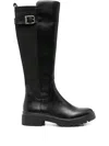 Tamaris Platform Buckle-detail Knee-high Boots In Black
