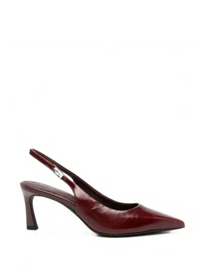 Tamaris Slingback Leather Heeled Pumps In Burgundy