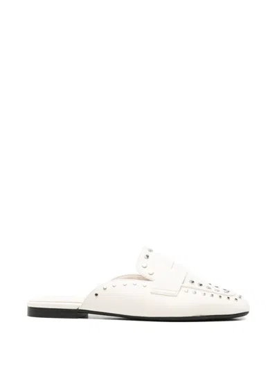 Tamaris Studded Leather Mules In Neutral