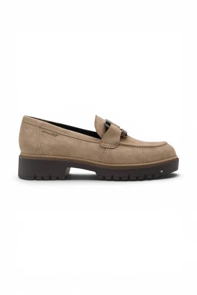 Tamaris Women's Beige Suede Leather Loafer Casual Shoes - 24722-43 In Brown