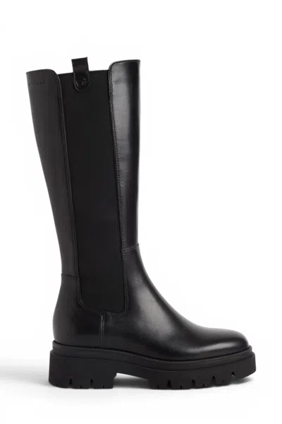 Tamaris Women's Black Leather Knee High Platform Heel Long Boots - 25608-41