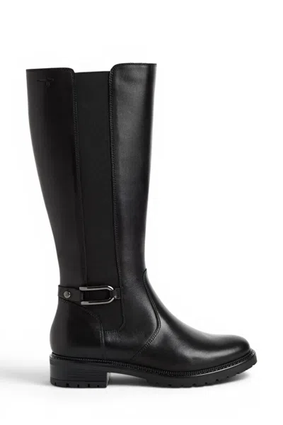 Tamaris Women's Black Leather Knee High Platform Heel Long Boots - 25609-47