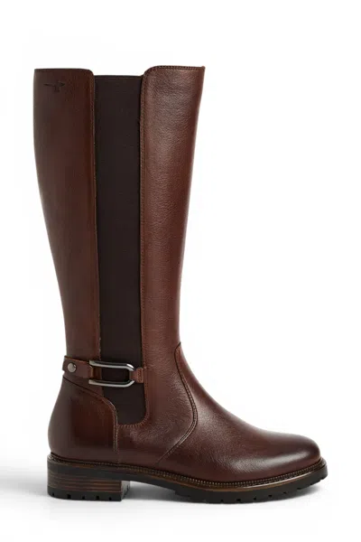 Tamaris Women's Brown Leather Knee High Platform Heel Long Boots - 25609-47