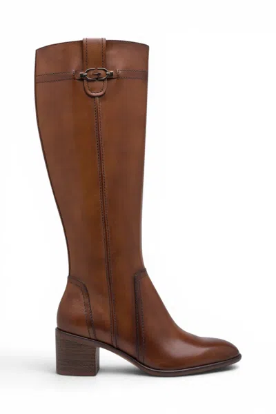 Tamaris Women's Brown Leather Riding Knee-high Heel Long Boots - 25576-47 In Green