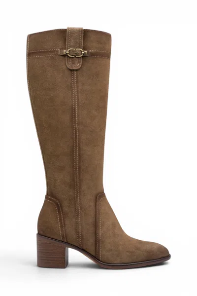 Tamaris Women's Brown Suede Leather Riding Knee-high Heel Long Boots - 25576-47