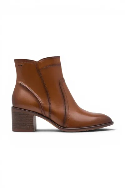Tamaris Women's Brown Tan Leather Heeled Ankle Boots - 25313-47 In Green