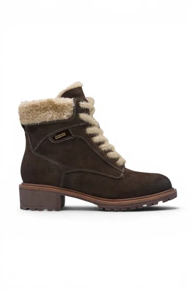 Tamaris Women's Brown Warm Lace-up Winter Outdoor Ankle Boots - 26266-43