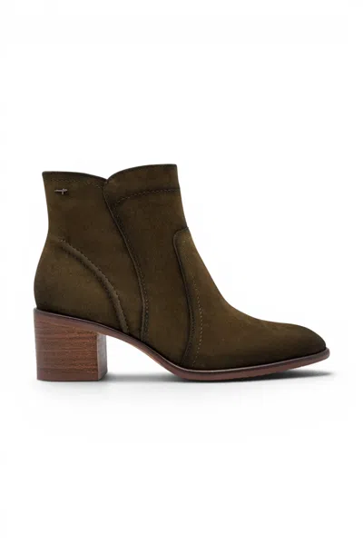 Tamaris Women's Olive Green Suede Leather Heeled Ankle Boots - 25313-47