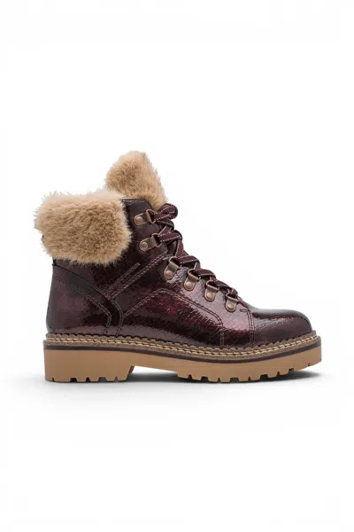 Tamaris Women's Red Faux Leather Warm Winter Ankle Boots - 26264-43