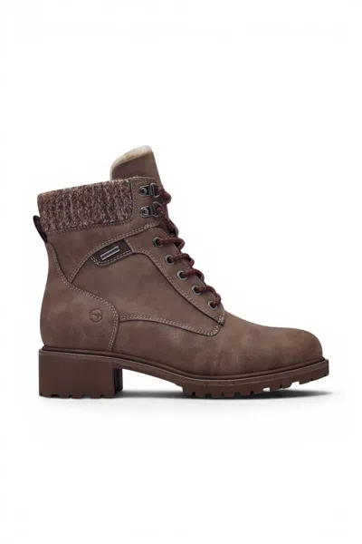 Tamaris Women's Taupe Warm Lace-up Winter Outdoor Ankle Boots - 26266-43 In Grey