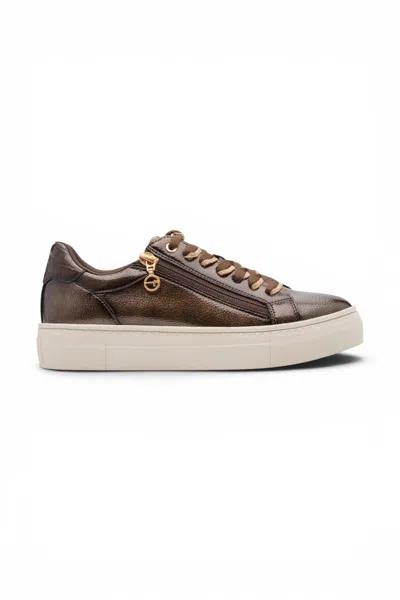 Tamaris Womens Brown Faux Leather Fashion Lace Up Sneakers
