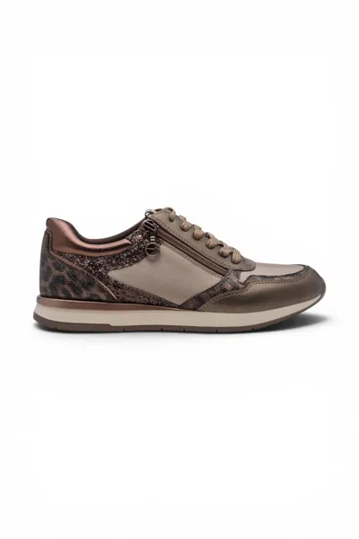 Tamaris Womens Taupe Faux Leather Fashion Lace Up Sneakers - 23613-46 In Multi