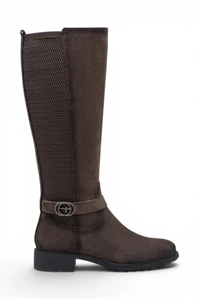 Tamaris Womens Taupe Leather Knee-high Long Riding Boots - 25618-43 In Grey