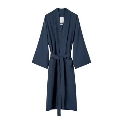 Tameko Women's Blue Nami Cotton Kimono Robe / Indigo
