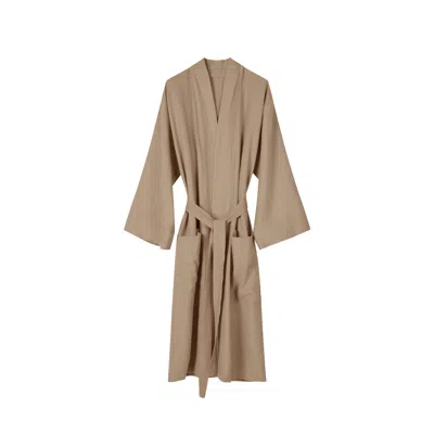 Tameko Women's Grey Nami Organic Cotton Kimono Robe / Stone In Nude