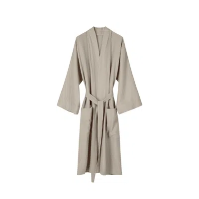 Tameko Women's Neutrals Nami Organic Cotton Kimono Robe / Natural In Gray