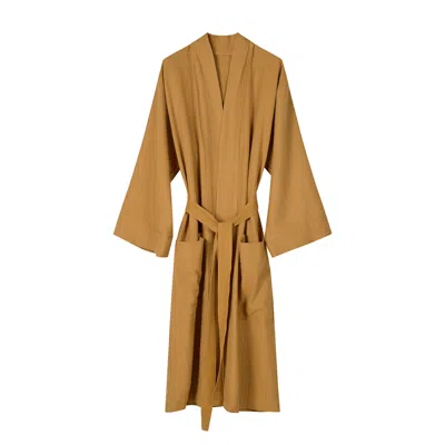 Tameko Women's Yellow Nami Cotton Kimono Robe / Marigold
