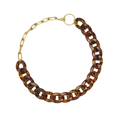 Tami&tami Women's Brown / Gold Matias Leopard Link Necklace