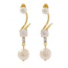 Tami&tami Women's Gold / White Matias Swing Earrings