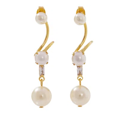 Tami&tami Women's Gold / White Matias Swing Earrings