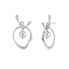 Tami&tami Women's Silver / Gold Heradi Wave Pearl White Gold Earrings