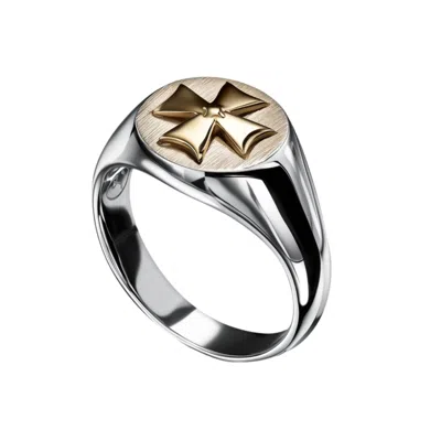 Tami&tami Women's Silver / Gold Leclat Malte Signet Ring In Multi