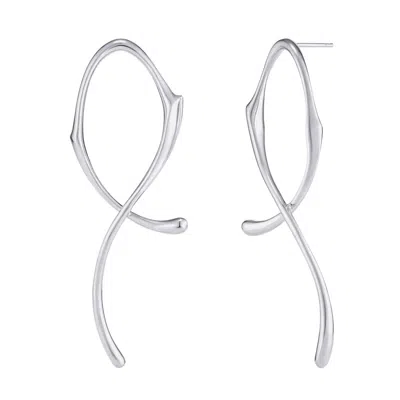 Tami&tami Women's Silver Heradi Wave Eight White Gold Earrings