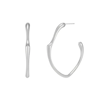 Tami&tami Women's Silver Heradi Wave White Gold Hoop Earrings