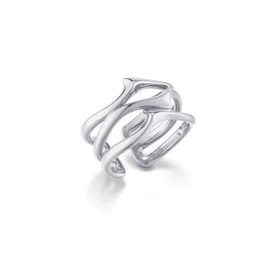 Tami&tami Women's Silver Heradi Wave White Gold Ring