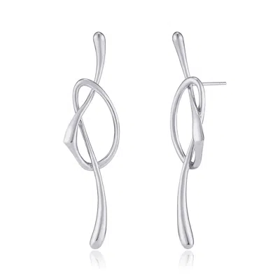 Tami&tami Women's Silver Heradi White Gold Wave Twisted Earrings