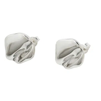 Tami&tami Women's Silver Matias Small Moon Stud Earrings